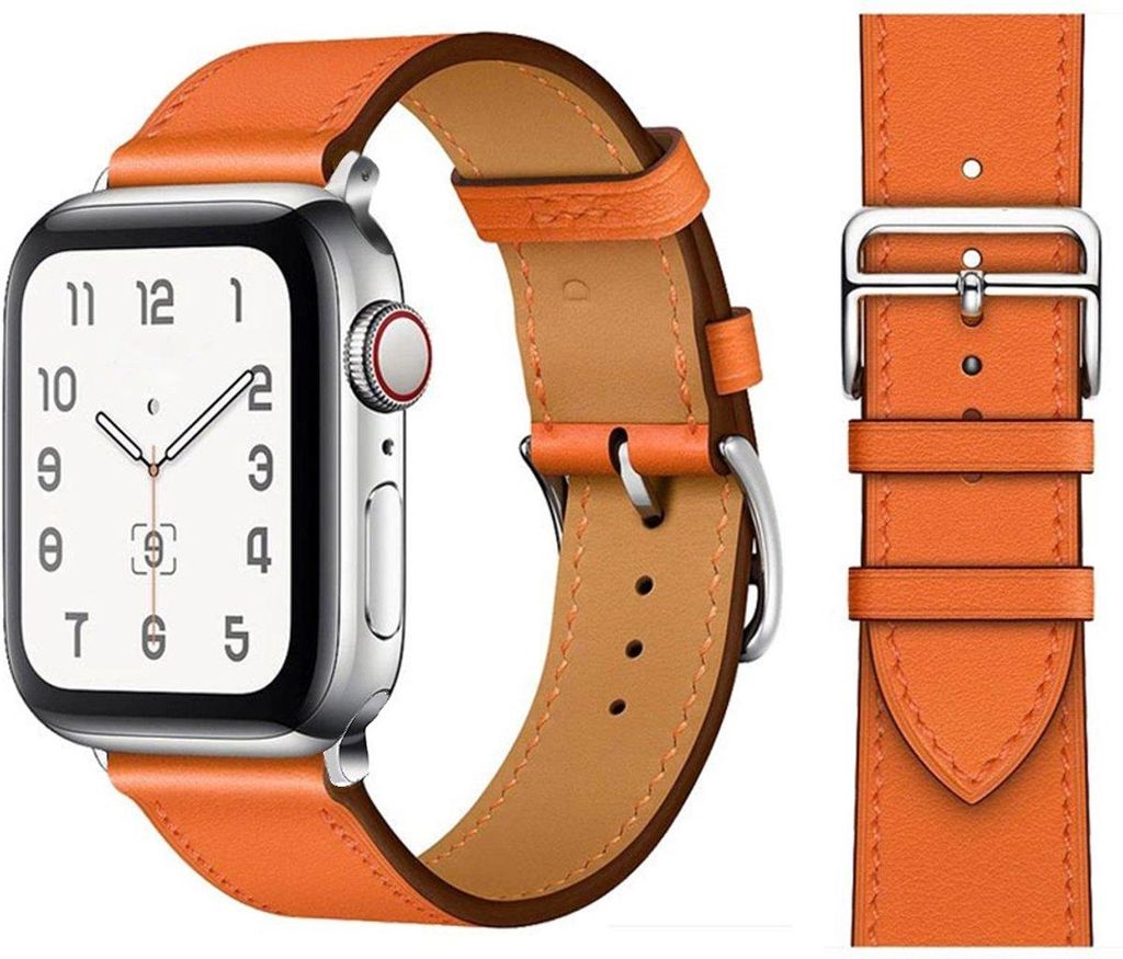 FFO2World Slim Lederarmband – Für Apple Watch 42/44/45/46/49 mm – Echtleder mit Edelstahlschließe – Kompatibel mit Serie 1–11 & Ultra 1...