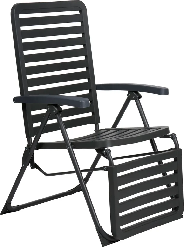 Fauteuil de Jardin Inclinable Noir - Chaise Longue Robuste 104x62x151 cm