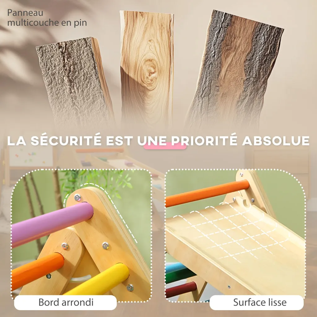 Module de motricité libre pour enfant, triangle et toboggan de salon - 7