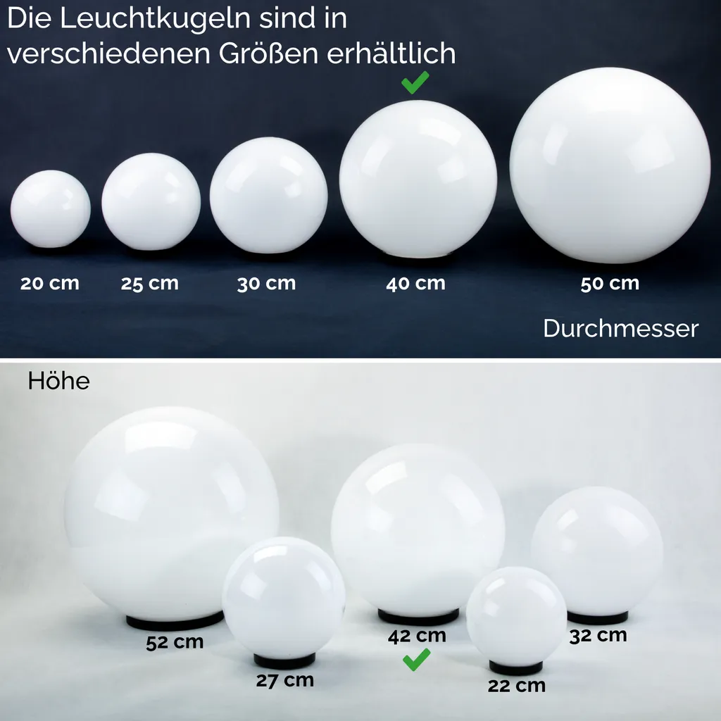 Globe de jardin 40 cm étanche IP44 blanc avec diffuseur haute qualité - 10