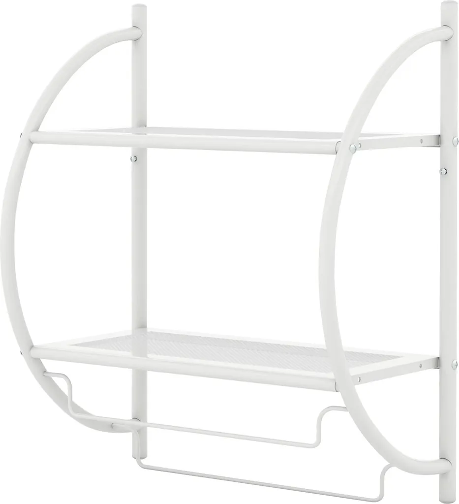 Porte-serviettes mural métal blanc avec étagères 45 x 25,5 x 55 cm