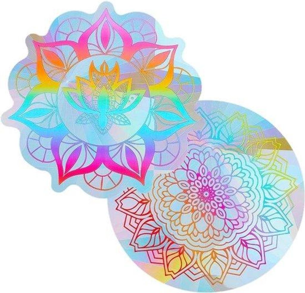 Regenbogen Glas Aufkleber Blume 2er Set