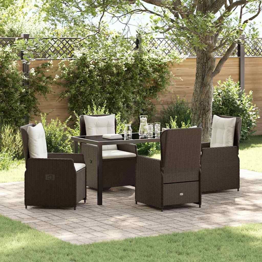 Maison Exclusive - Garten Essgruppe 5 pcs Braun Poly-Rattan