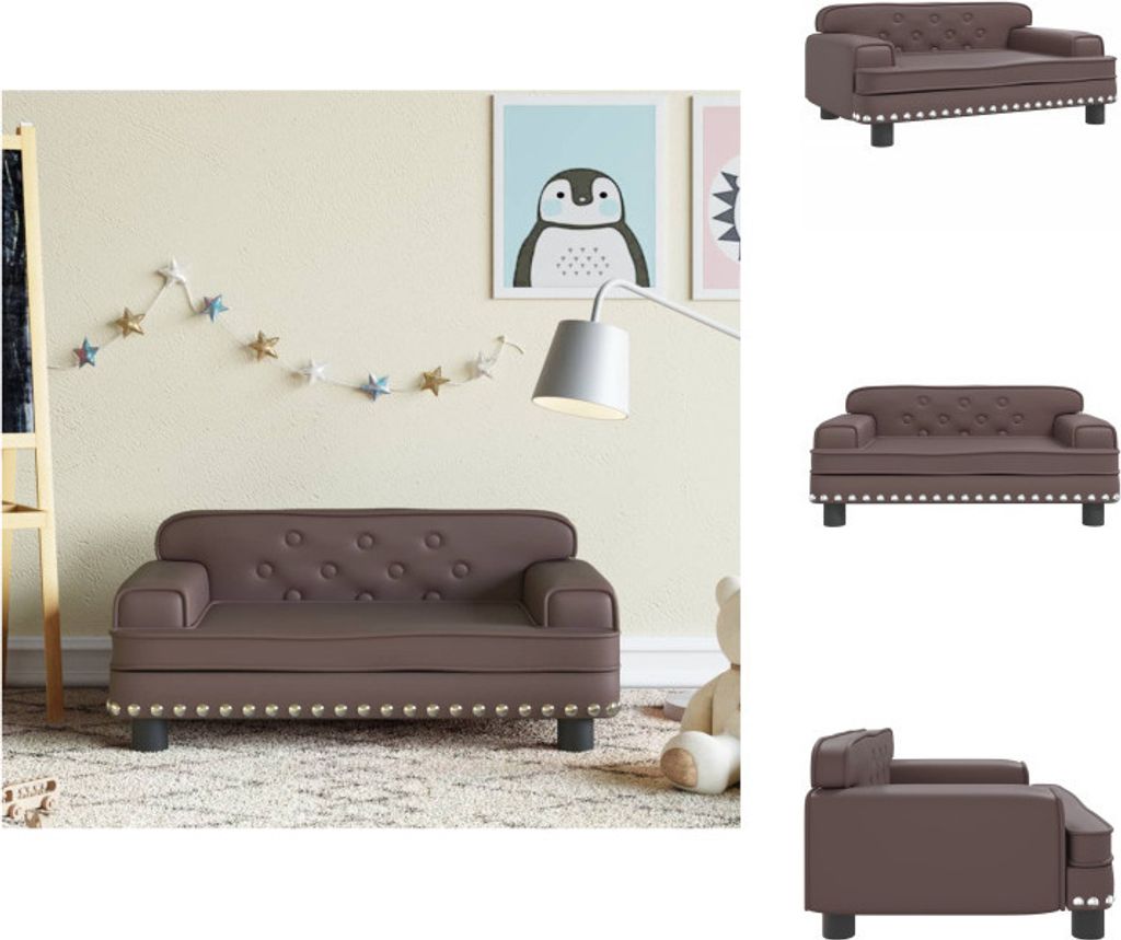 vidaXL Kindersofa Braun 70x45x30 cm Kunstleder - Baby- & Kleinkindmöbel