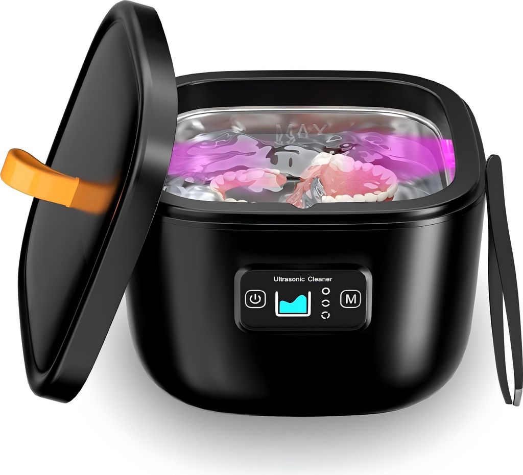 Ultraschallreiniger, Professionelle Ultraschallreinigungsgerät für Schmuck, Brille, Make-up-Pinseln, 43000Hz Tragbarer Ultraschallreiniger, Schwarz