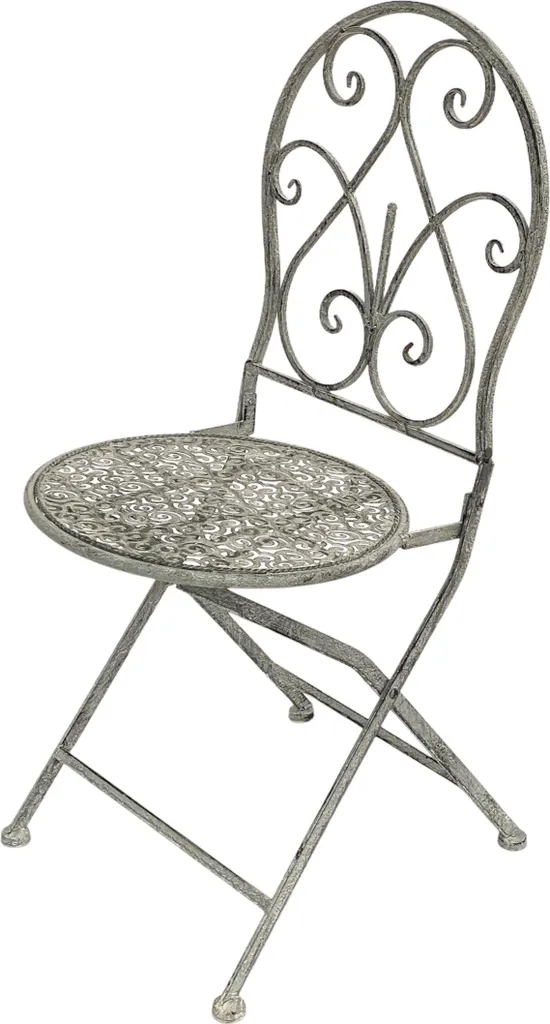Chaise de Jardin DanDiBo 96127 en Métal Gris Blanc Style Vintage Fer