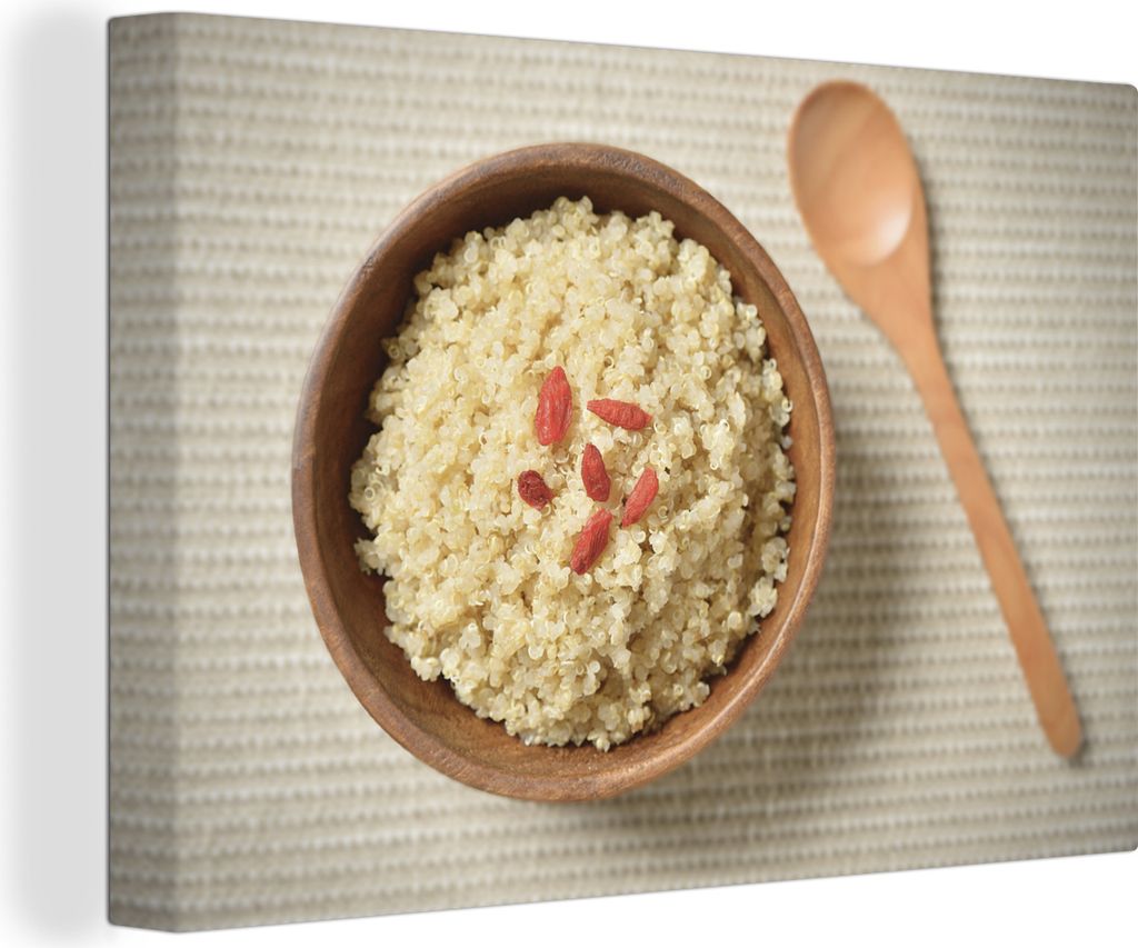 OneMillionCanvasses - Leinwandbilder - 140x90 cm, Die gekochte Quinoa in einer Holzschüssel, Wandbilder Kunstdruck Wanddekoration - Foto auf Lei...
