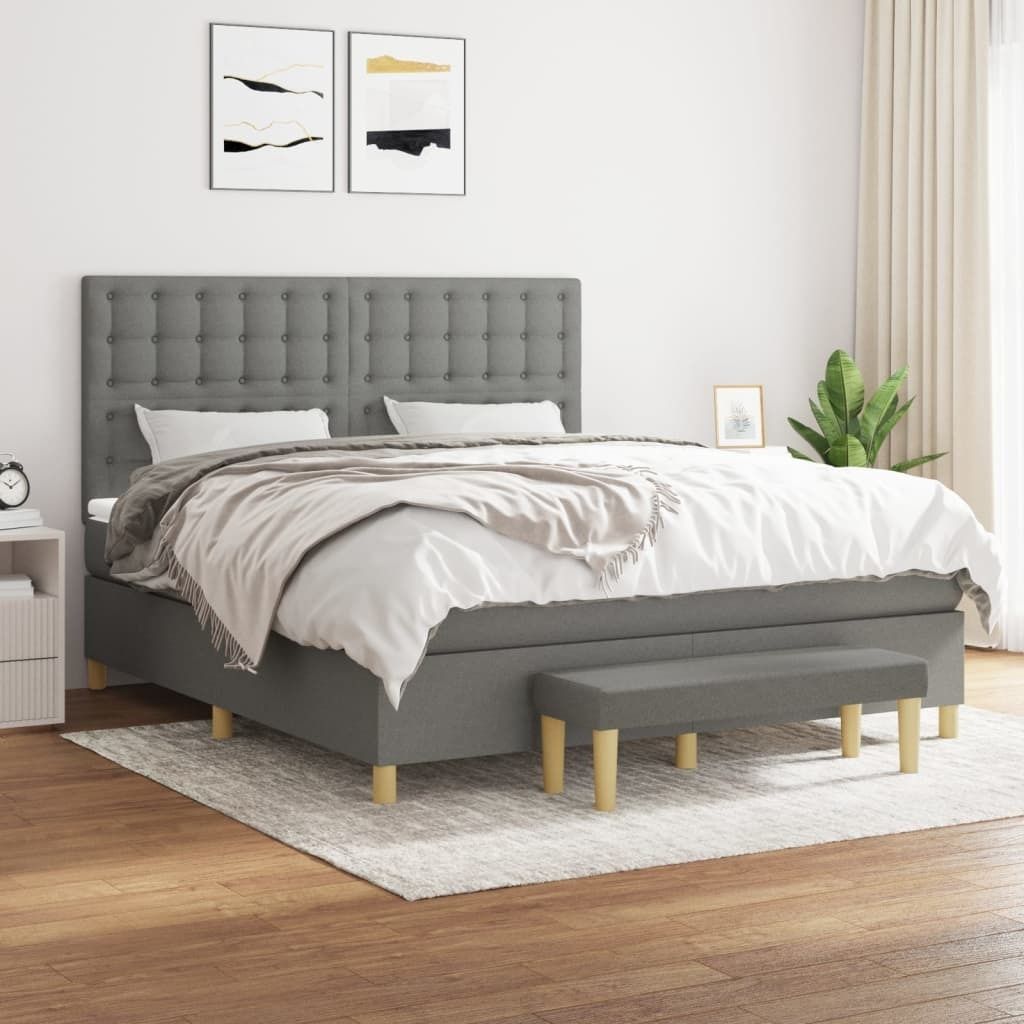 Maison Exclusive - Boxspringbett mit Matratze Dunkelgrau 160x200 cm Stoff