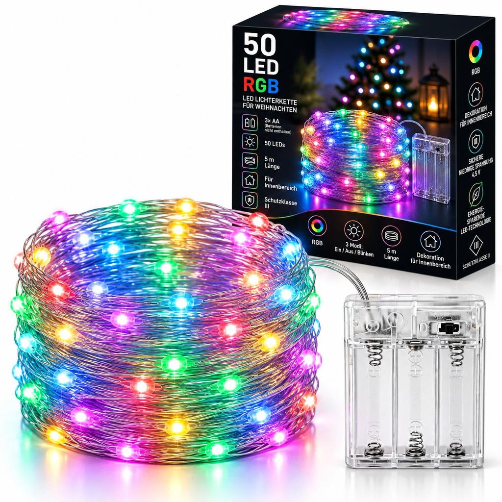 MasterLED LED Lichterkette Weihnachten 5m - 50 LED - RGB Produktbild 