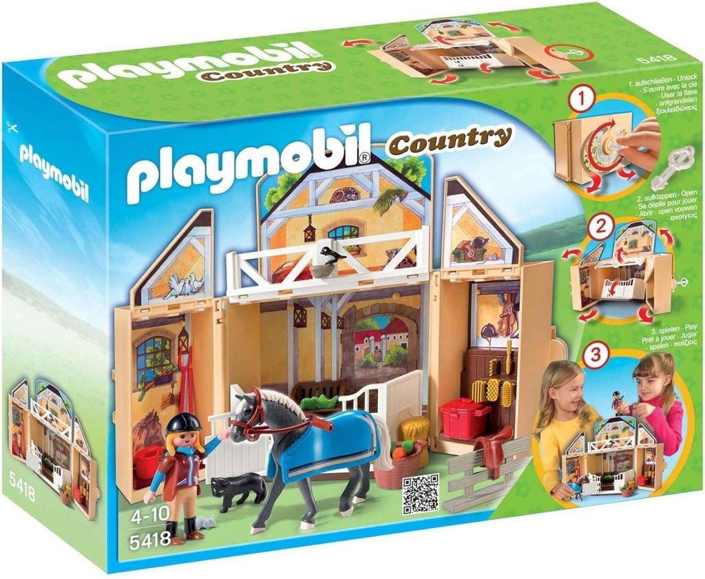 PLAYMOBIL 5418 Aufklapp-Spiel-Box Reitstall Mitnehm-Pferdebox
