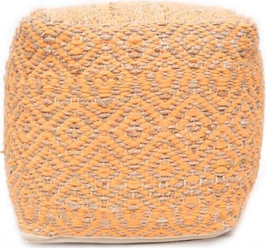 Pouf orange Preston 40x40 cm - Repose-pieds confortable pour votre salon