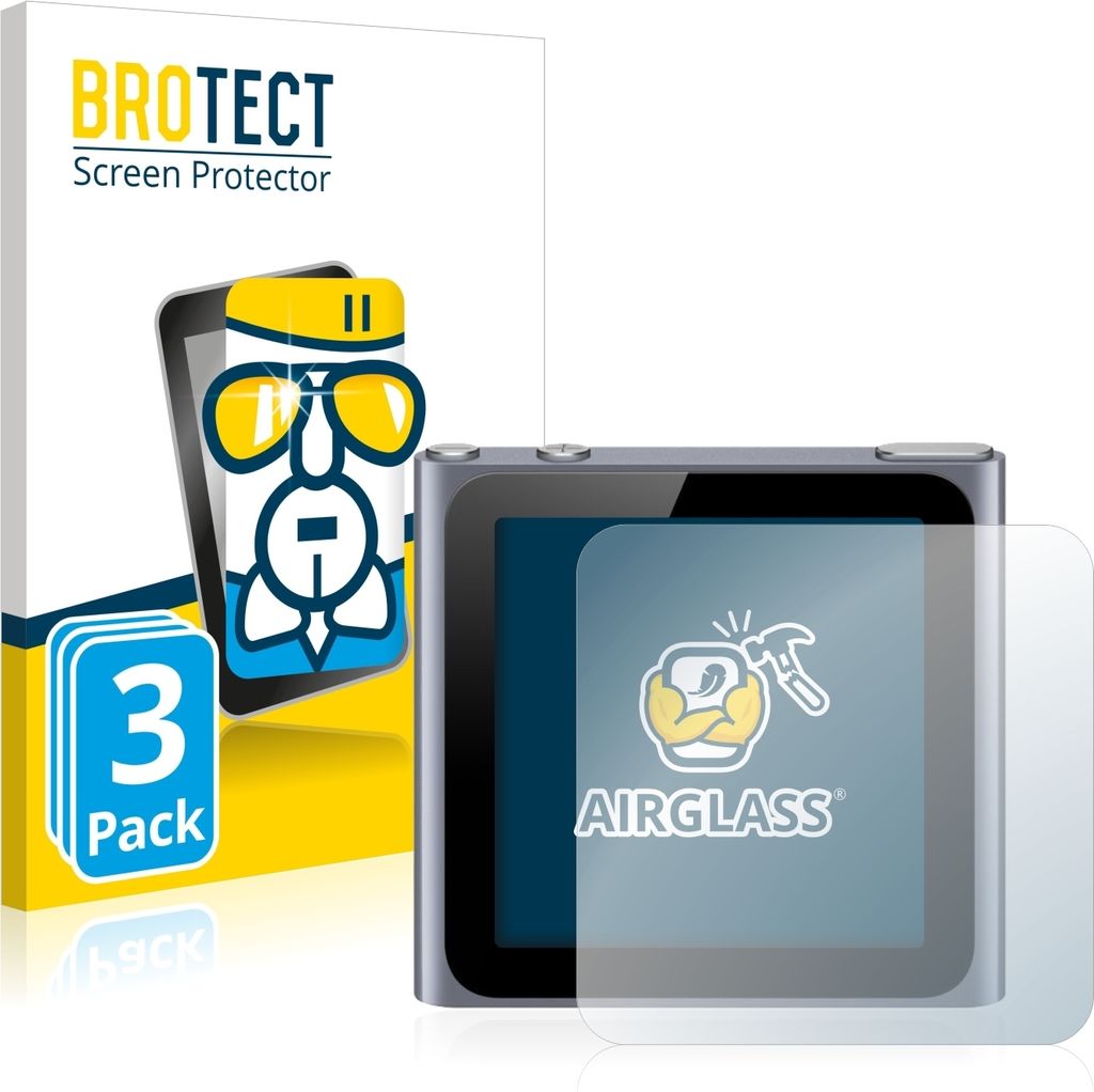 3x BROTECT Schutzglas für Apple iPod nano 2011 (6. Gen.) Schutzfolie Panzer Folie Glas Display Schutz klar