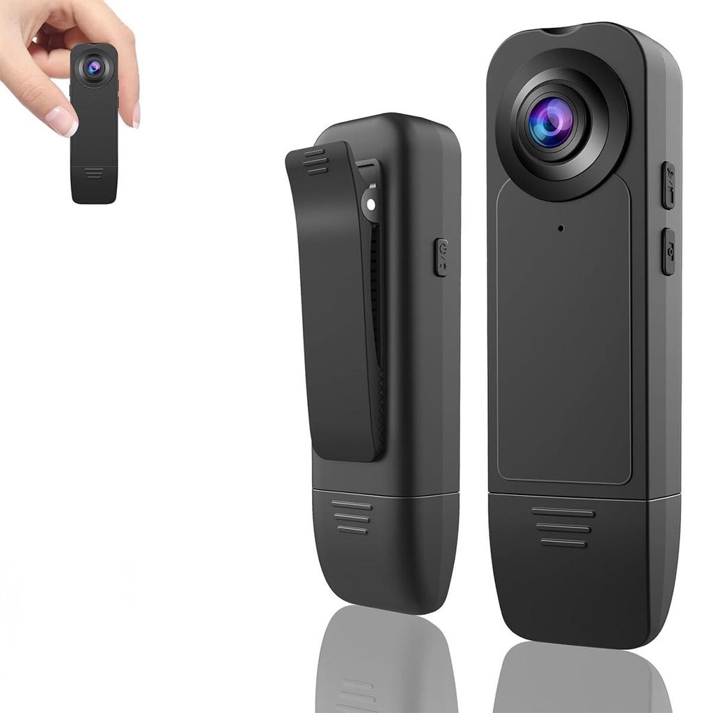 Mini Bodycam 1080P HD, Kompaktkamera ohne WLAN, mit 32GB Speicherkarte, Überwachungskamera mit Audio Video Aufnahme & Nachtsicht, Indoor & Outdoor
