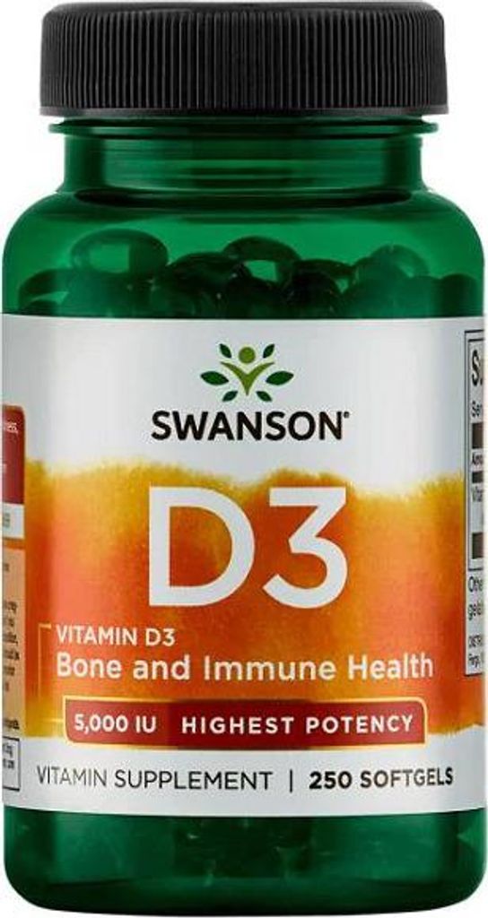 Witamina D3 5000 IU 250 kapsułek miękkich Swanson Health Zdjęcie produktu 
