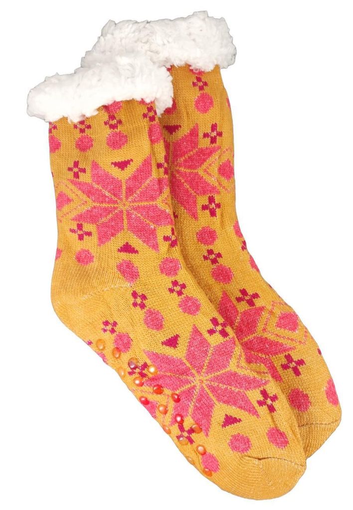 Kuschelsocken Winter Anti Rutsch Winter Socken, Hausschuhe, Strick Fleece Gefütterte Warme Camel/36-41