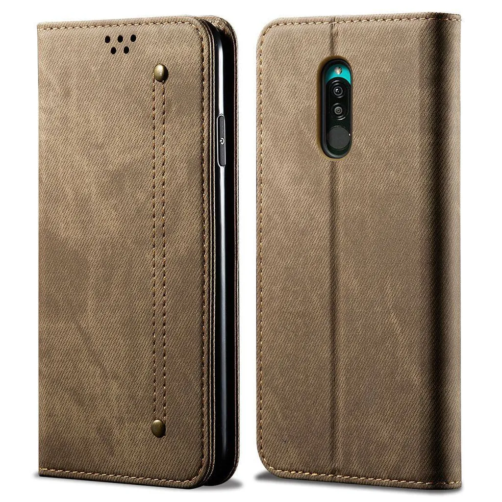Cover Xiaomi Redmi 8 Khaki a Libro: Design Slim e Pelle Magnetica