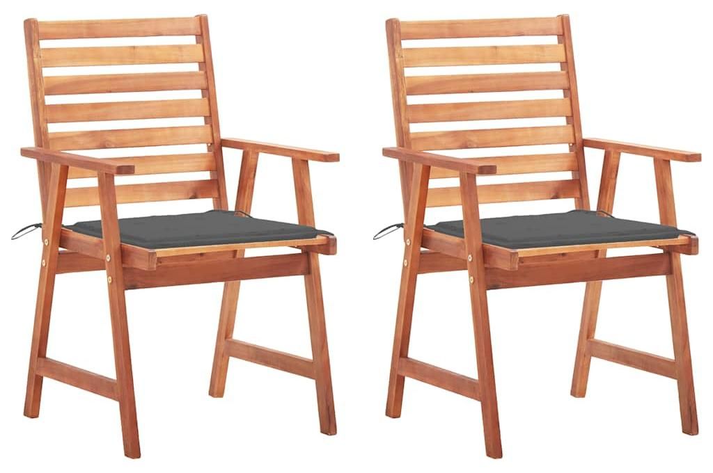 vidaXL Garten-Essstühle 2 Stk. mit Kissen Massivholz Akazie Produktbild 