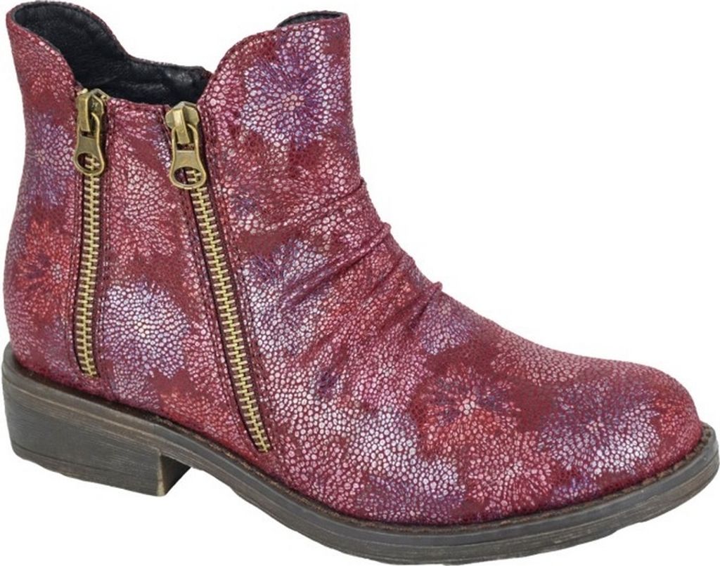 Cipriata - Damen Stiefeletten "Agatina", Floral DF2492 (38 EU) (Burgunderrot)