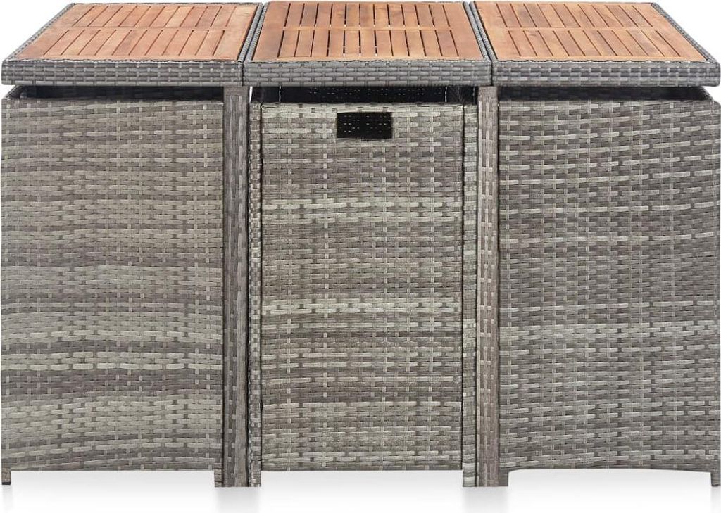 "WINTER SALE" 11-tlg. Garten-Essgruppe - Tisch und Stühlen - Balkonmöbel Set - Poly Rattan Akazienholz Anthrazit - Gartenmöbelset NEU6203429