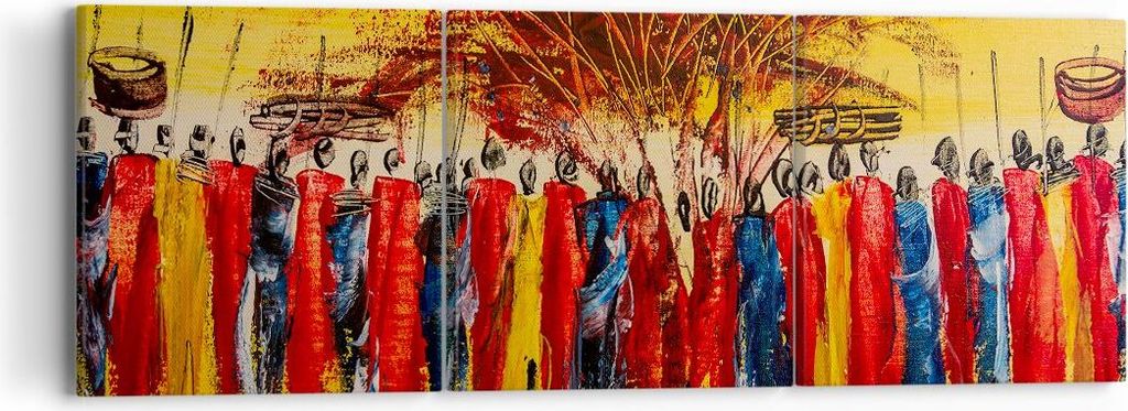 Bild auf Leinwand - Leinwandbild - Afrika Stamm - 90x30cm - Wand Bild - Wanddeko - Wandbilder - Leinwanddruck - Bilder - Kunstdruck - Wanddekoratio...