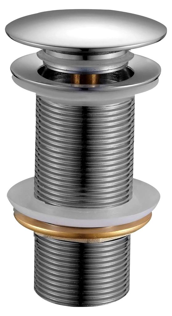 Click-Clack Ventil für das Waschbecken, Funktionalität und minimalistisches Design, Rund, ohne Überlauf, Chrom für Standwaschtisch