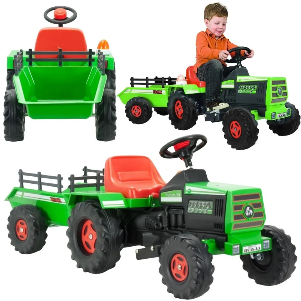 Véhicule électrique enfant Tracteur Injusa Basic 6V et remorque agricole