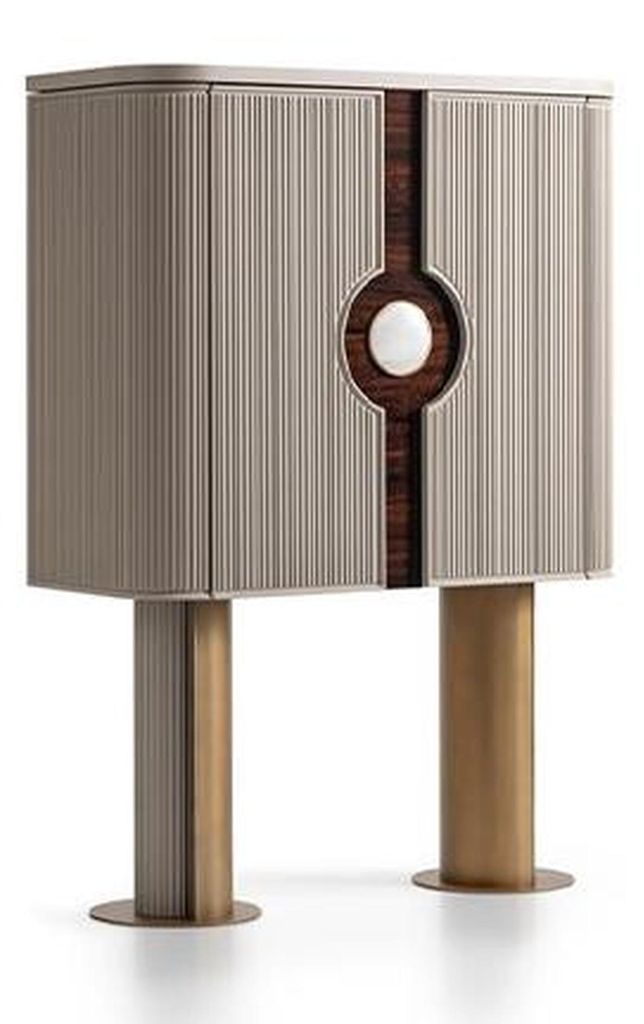 Sessel Gruppe Wohnzimmer Barschrank Modern Ohrensessel Beige Schrank