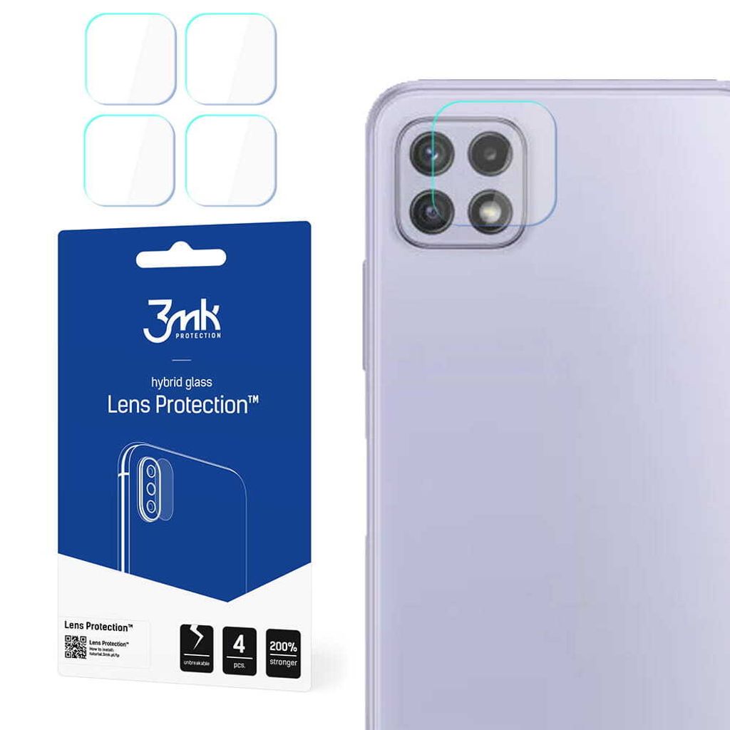 3mk Hybridglas Lens Protection für Samsung Galaxy A22 4G Kamera Objektiv Kameralinse 0,16mm 6H (4 Stück)