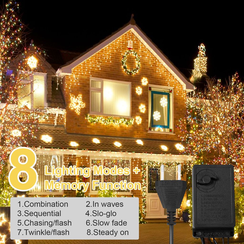 LED Lichterkette 50m Mit 500 Warmweißen LEDs – IP44 Wasserdicht, 8 Lichtmodi Mit Memory, 3m Zuleitung – Für Garten, Terrasse, Hochzeit & Party