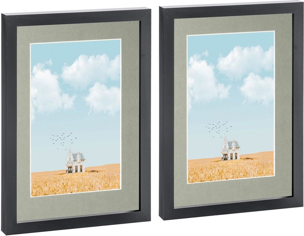 Nicola Spring Bilderrahmen mit A5-Passepartout – A4 (20,3 x 30,5 cm) – Schwarz/Grau – 2er-Pack