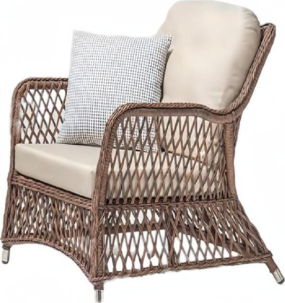 Sessel Design Terrasse Polster Polster Moderne Luxus Beige Hochwertig Rattan