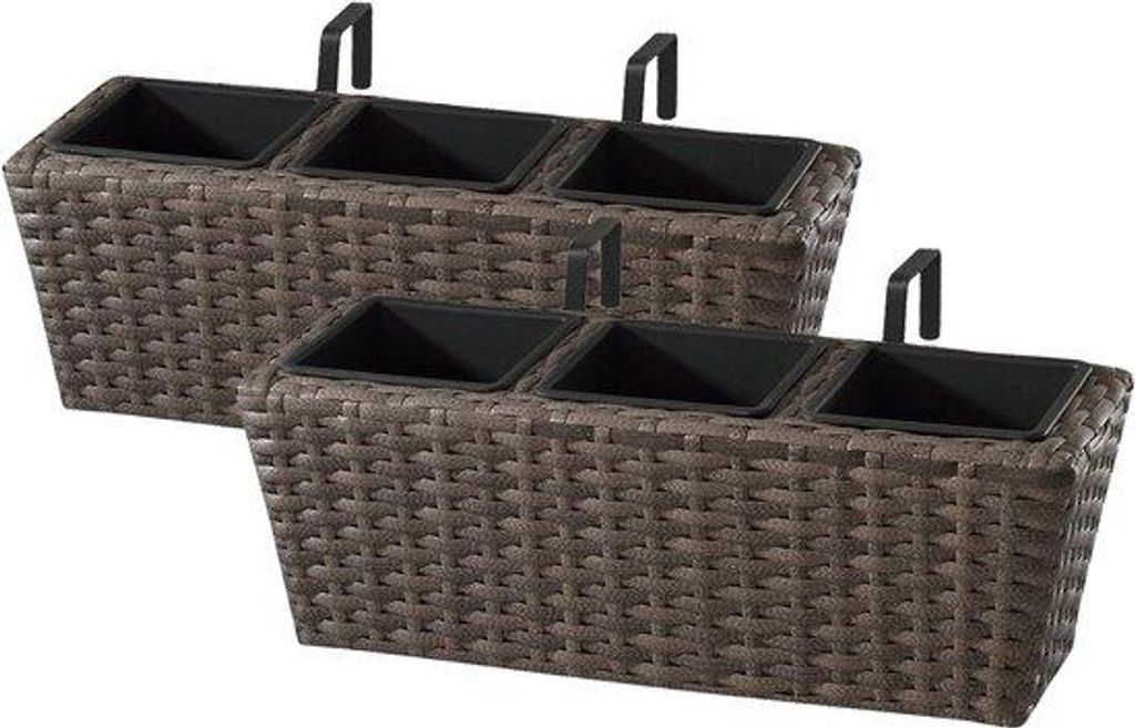 Hängende Blumenkästen Poly-Rattan 47x17x15cm Braun