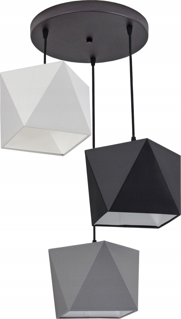 Hängelampe Kinderlampe für Kinderzimmer schöne Hängeleuchte Metall verschiedene Varianten 299-E3D (Weiss-Schwarz-Grau)