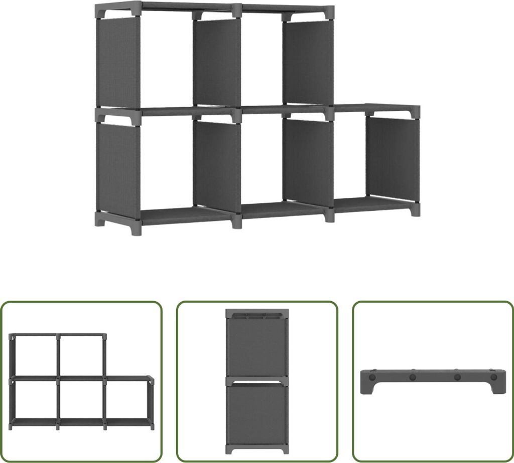 The Living Store Würfel-Regal 5 Fächer Grau 103x30x72,5 cm Stoff