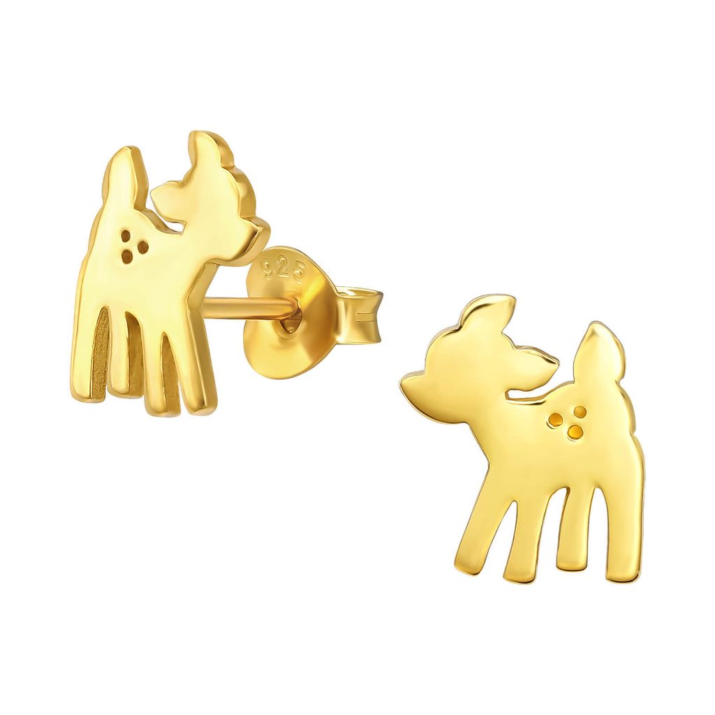 Rehkitz Kinder Ohrringe Ohrstecker 925 Sterling Silber vergoldet Material - Silber vergoldet