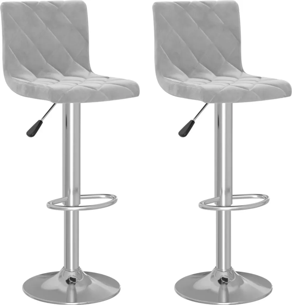 SYFAX Sgabelli da Bar Velluto Grigio Chiaro Set 2 Pezzi Eleganti