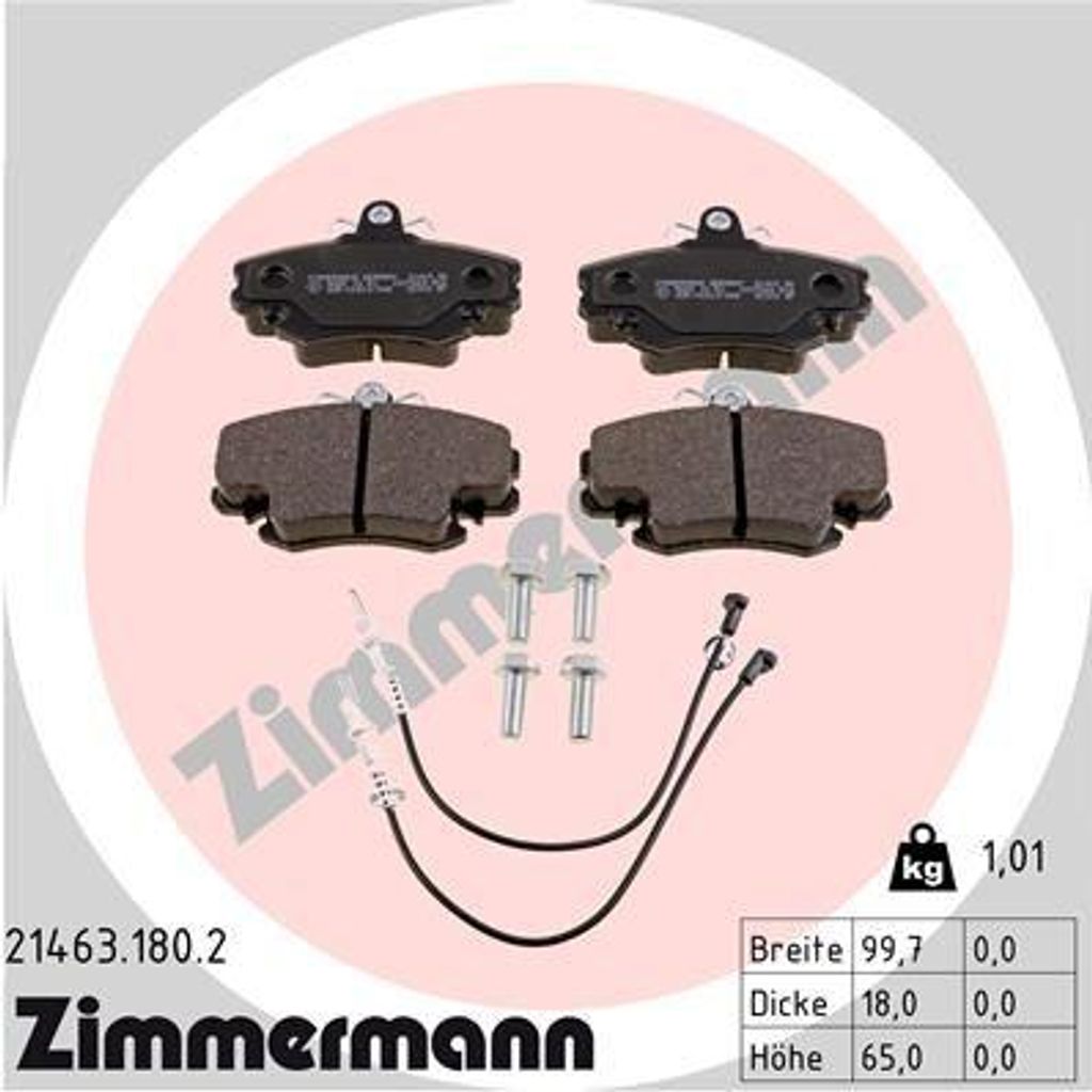 ZIMMERMANN 21463.180.2 Bremsbelagsatz, Scheibenbremse OE 425041 kompatibel mit Twingo, Rapid, Megane, Clio, 309, Sandero