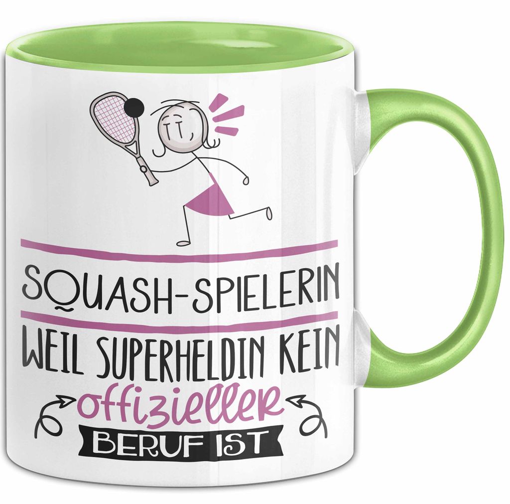 Squash-Spielerin Geschenk Tasse Lustiger Spruch Squash-Spielerin Weil Superheldin Kein Offizieller Beruf Ist Geschenkidee (Grün)