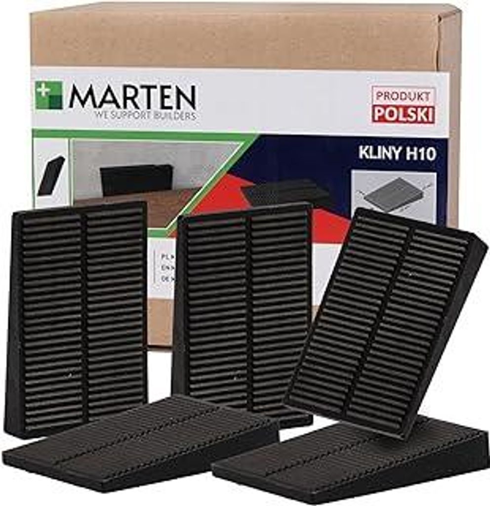 MARTEN Montagekeile Kunststoff – Universalkeile für präzises Ausrichten und Fixieren bei Türen, Fenstern und Dachlatten | Schwarz, 10 mm Höhe...
