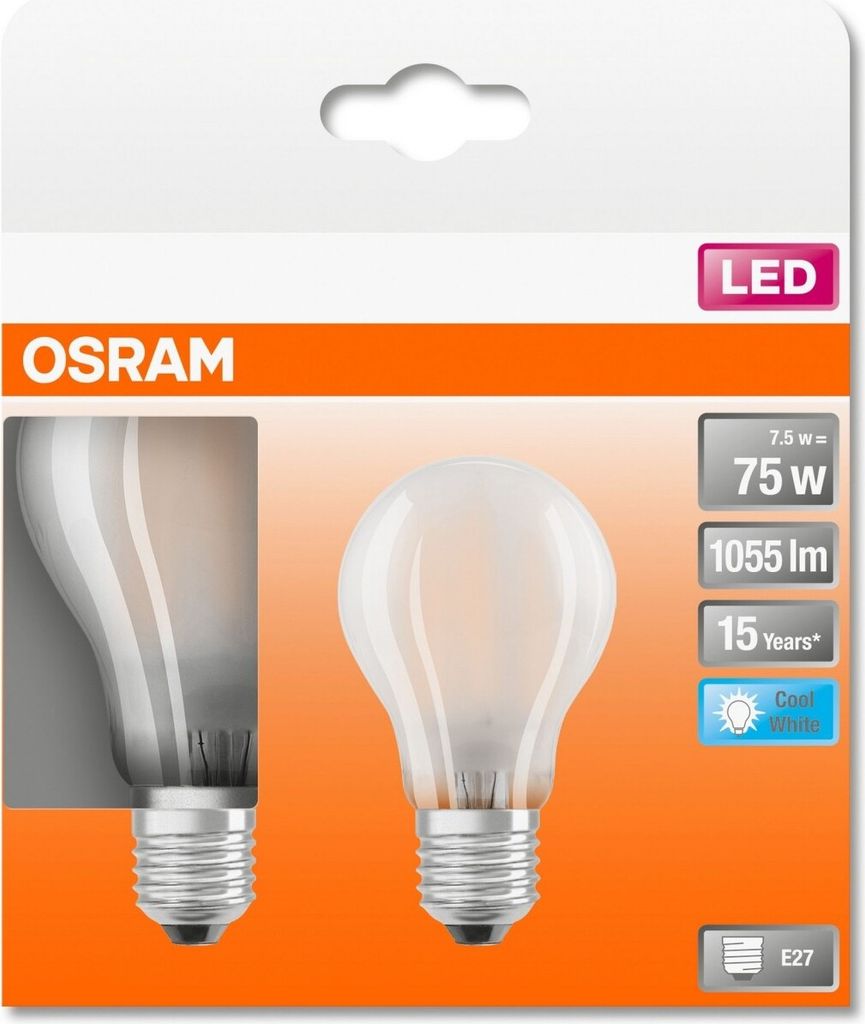 OSRAM Box mit 2 Standard-LED-Lampen aus Milchglas - 7,5 Produktbild 