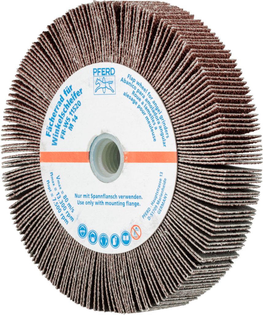 PFERD TOOLS Lamellenschleifrad für Winkelschleifer FR WS Ø 115x20mm M14 A60 universelle Anwendung