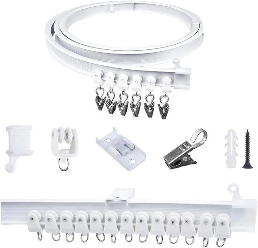 Tringle à rideaux flexible 2m en PVC robuste et blanc pour arrondis