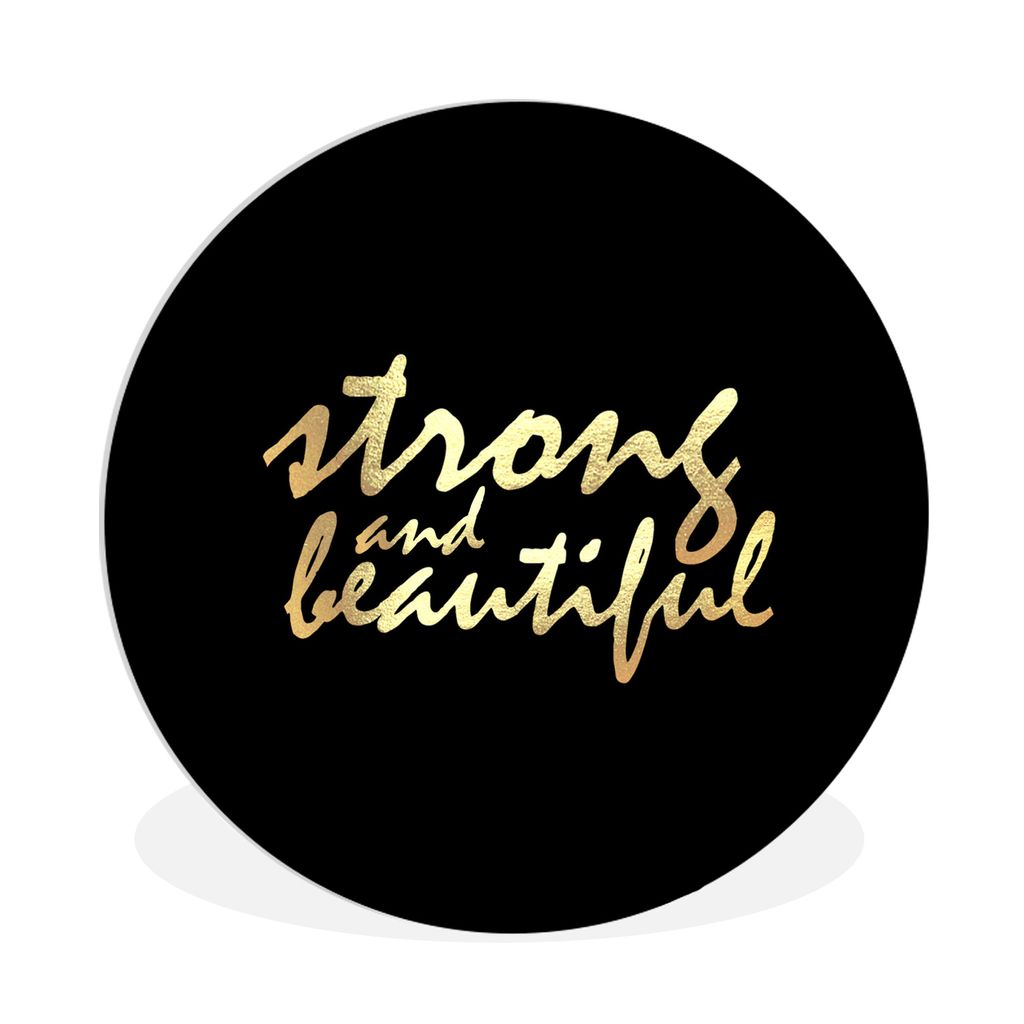 MuchoWow Rundes Wandbild - Runde Bilder Zitate - Motivation - Schwarz - Gold Ø 90 cm Kreis Wanddekoration Kunststoff - Wandkreis - Wandschmuck -...