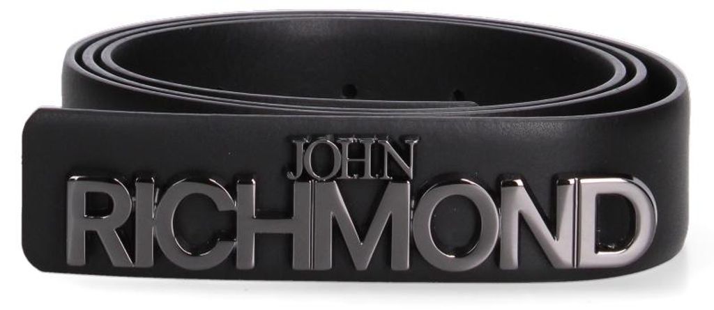 Ceinture Herenriem, en cuir véritable, noire, avec le logo Image du produit 