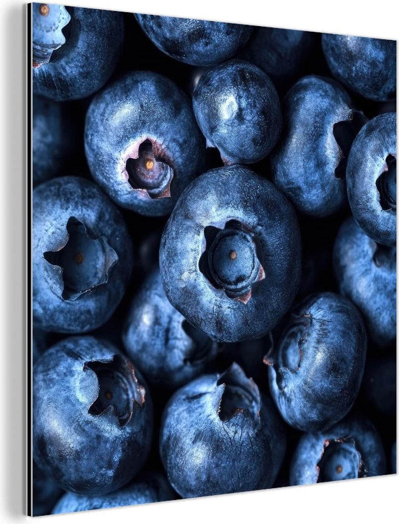 MuchoWow Wanddekoration Metall Metallbild Wandkunst 20x20 cm Beeren - Blau - Obst MuchoWow Aluminium Gemälde - Alu Dibond Bilder