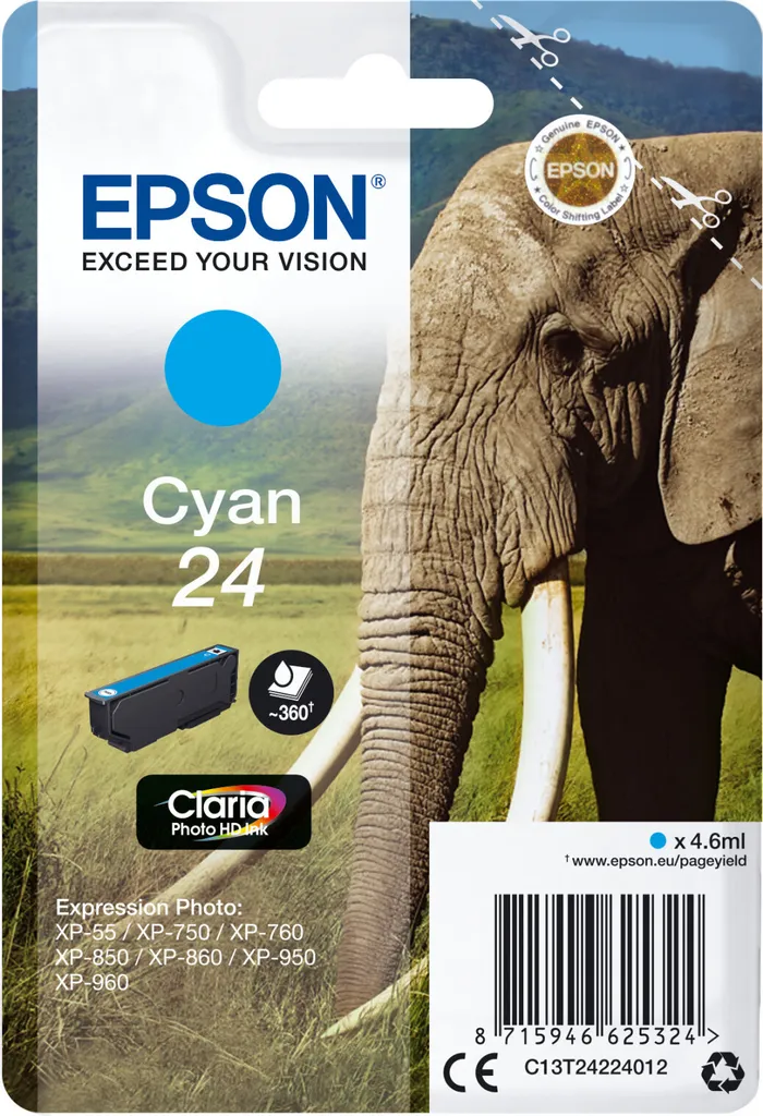 Cartuccia Ciano Epson 24 Elefante: Dai Vita ai Tuoi Ricordi Professionali