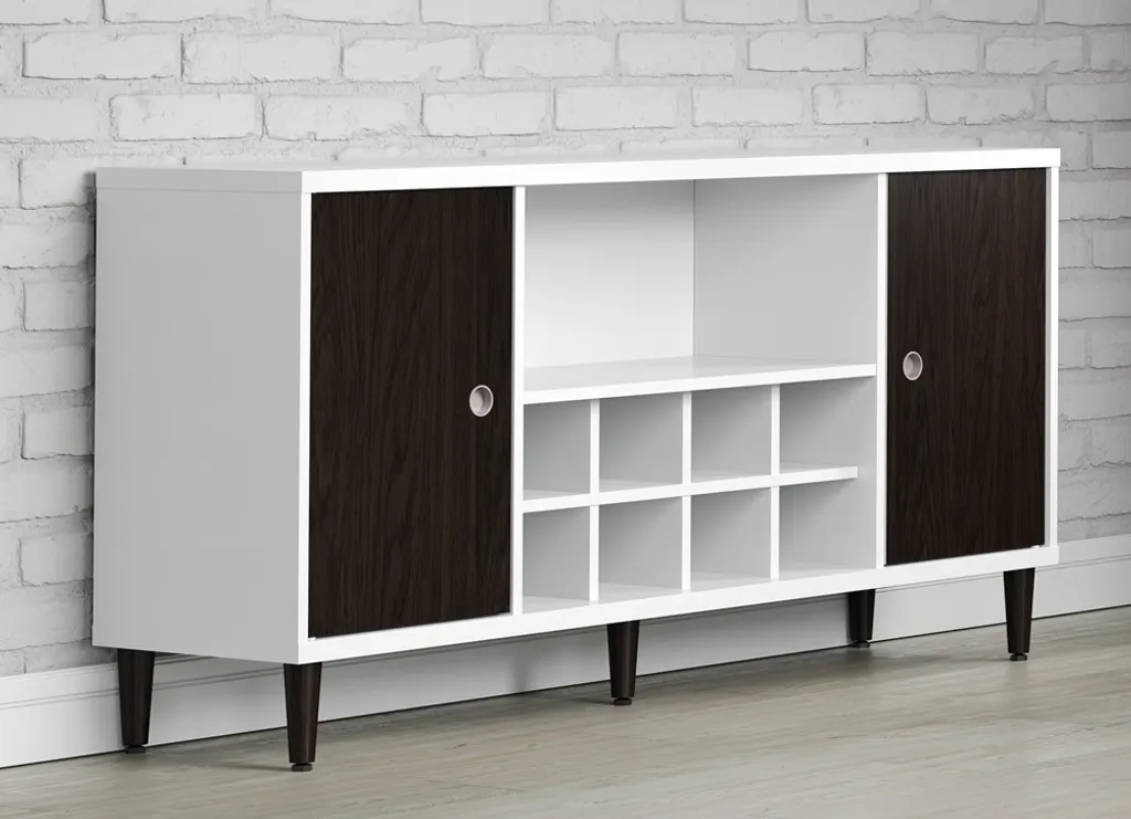 Buffet Evolution 2 portes avec range-bouteilles blanc et noir moderne - 27