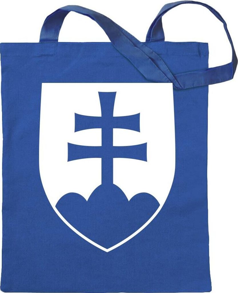 Kiwistar - Baumwolltasche - royalblau - Slowakei Wappen - Tragetasche Stoffbeutel Umhängetasche Langer Henkel
