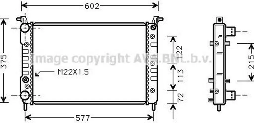 Radiateur moteur AVA FT2225 - Évitez la surchauffe Fiat 46417059