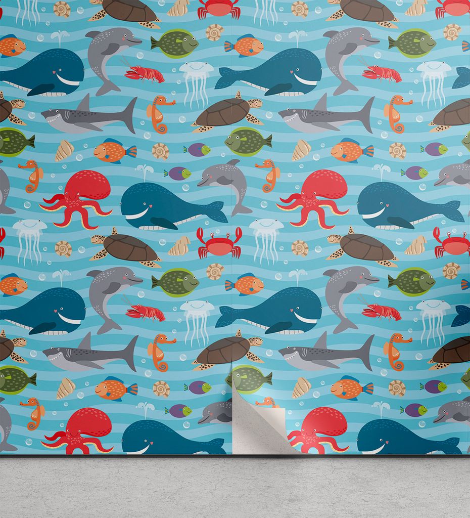ABAKUHAUS Nautisch abziehbare & klebbare Tapete für Zuhause, Nursery Doodle Theme, selbstklebendes Wohnzimmer Küchenakzent, 33 cm x 180 cm, Mehrf...